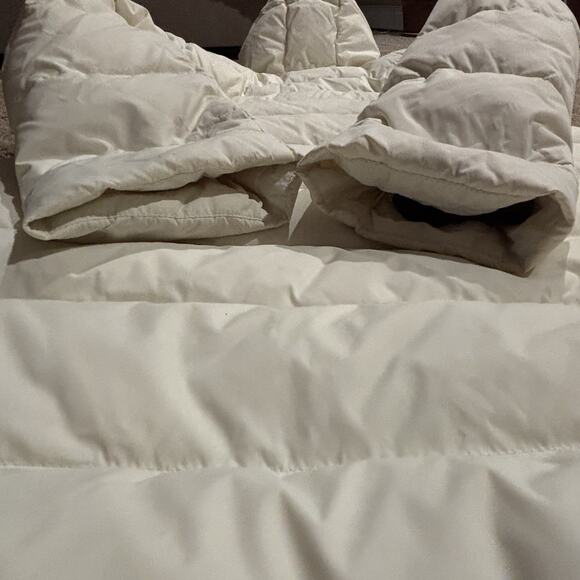 Lands' End Women's Down Commuter Parka Coat Ivory Hooded Puffer Size Large Warm! - Picture 13 of 13